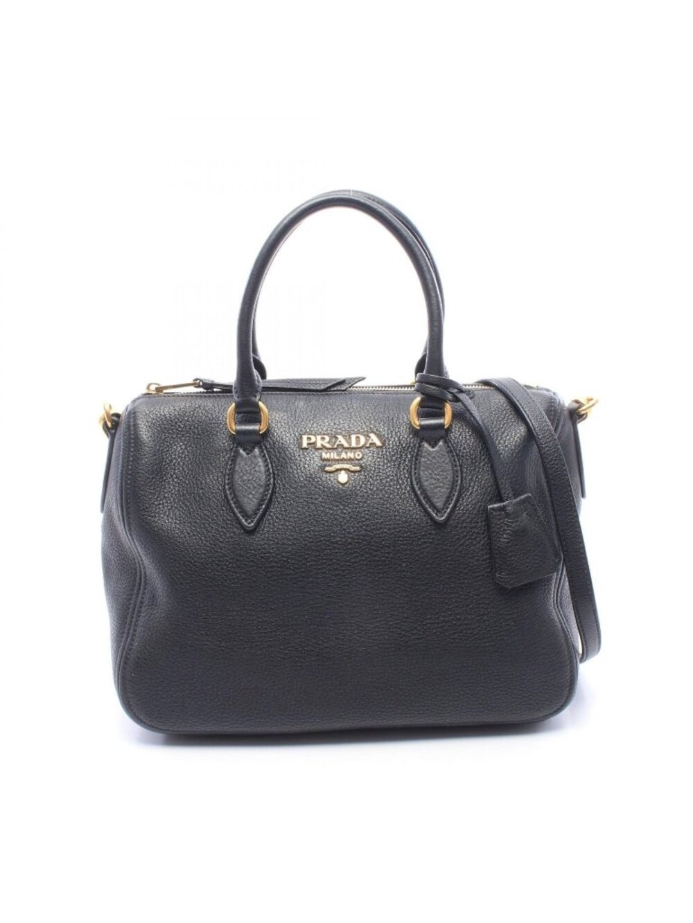 Prada Black Leather 2-Way Boston Bag